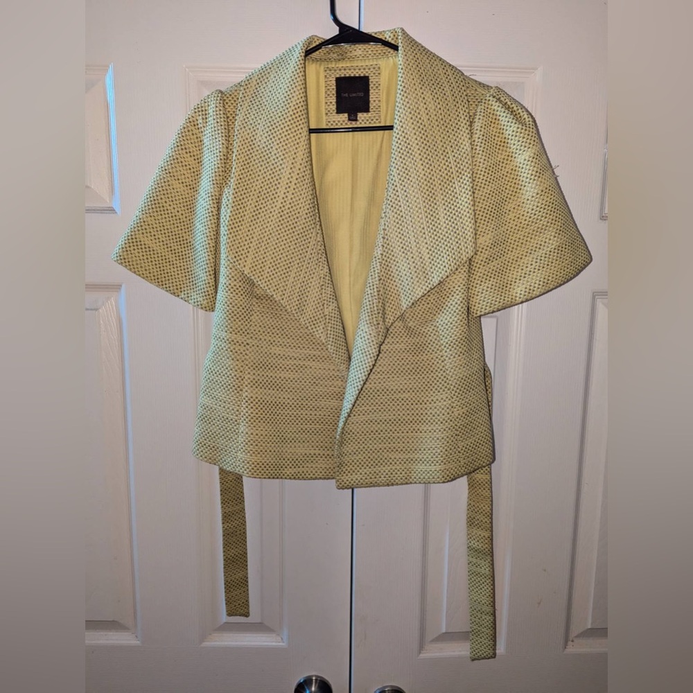 Short sleeve, size small, lime green with multi colored polkadots.the limited.